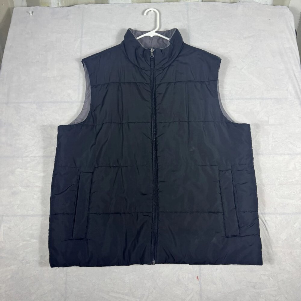 Merona Reversible Puffer Vest Mens Black‎ Winter Warm Full Zip Outdoor Size XL